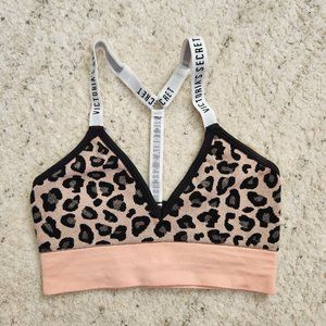 Victoria's Secret Cheetah Print VS Logo Racerback Unlined Bralette Small